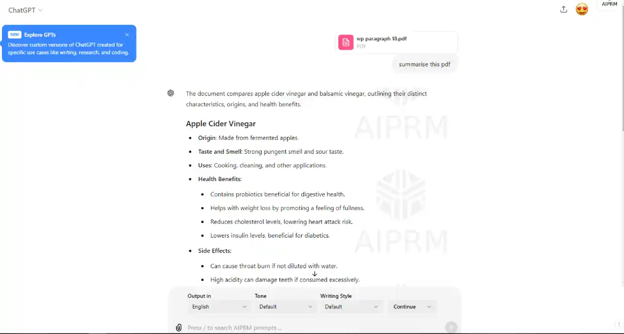 Write Prompt Summarise this PDF or Any other Prompt you want to perform on Your PDF