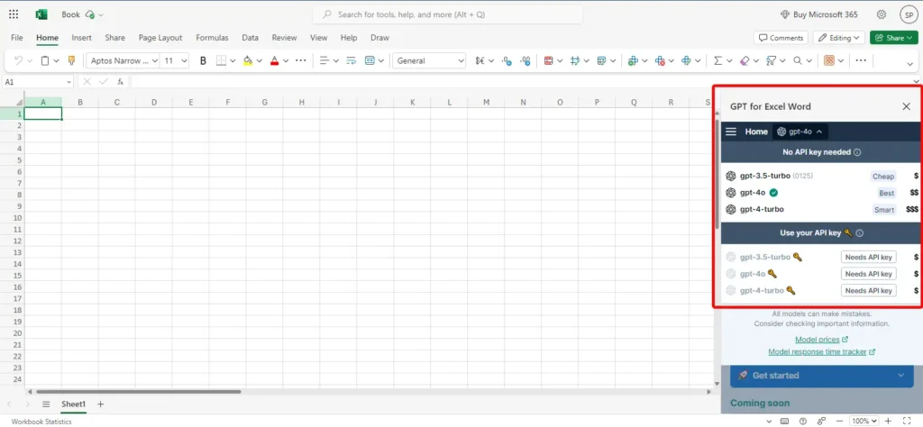 Start using ChatGPT in Microsoft Excel